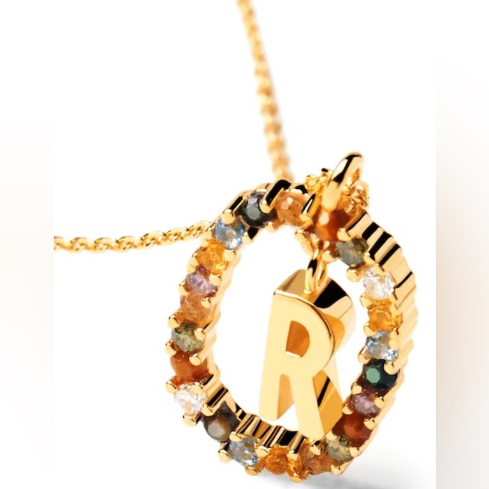 PD PAOLA LETTER R 18KT GOLD PLATE NECKLACE BRAND NEW APROX 19 inches